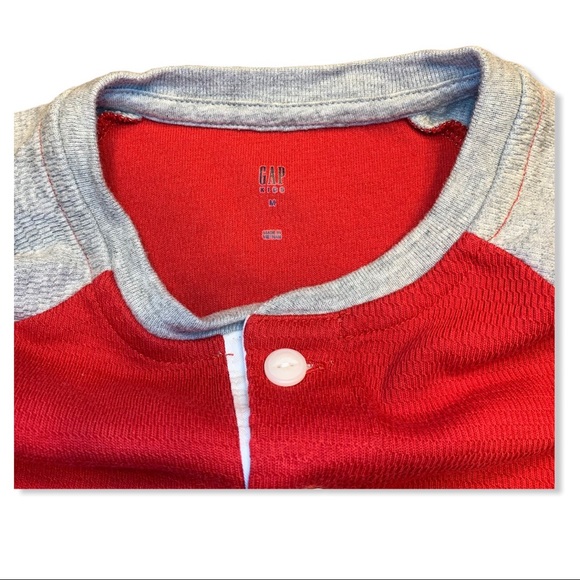 Gap Long Sleeve Red & Gray Raglan Henley - Picture 3 of 6